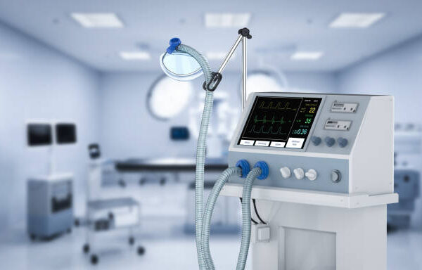 3d rendering medical ventilator machine in hospital